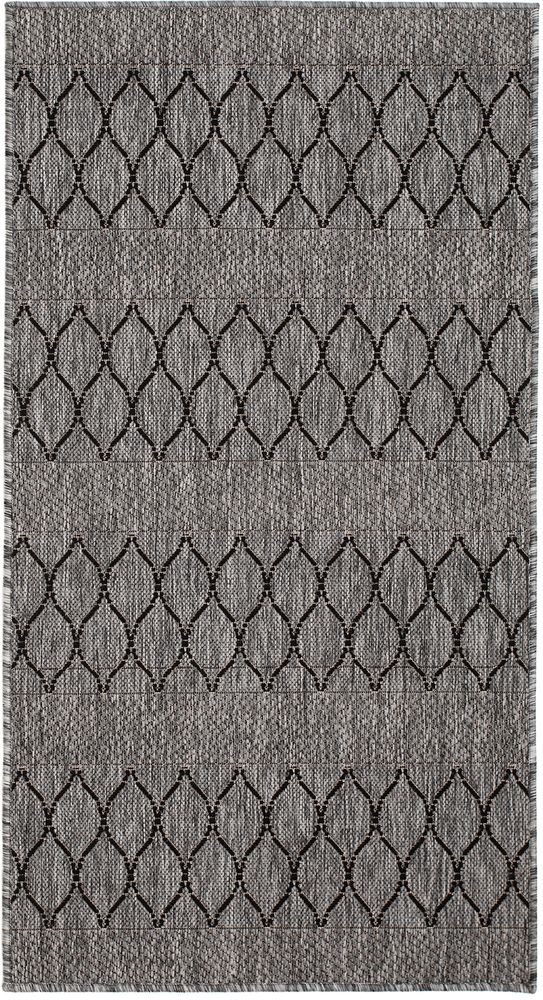 Plat geweven vloerkleed Casey - Grijs/zwart