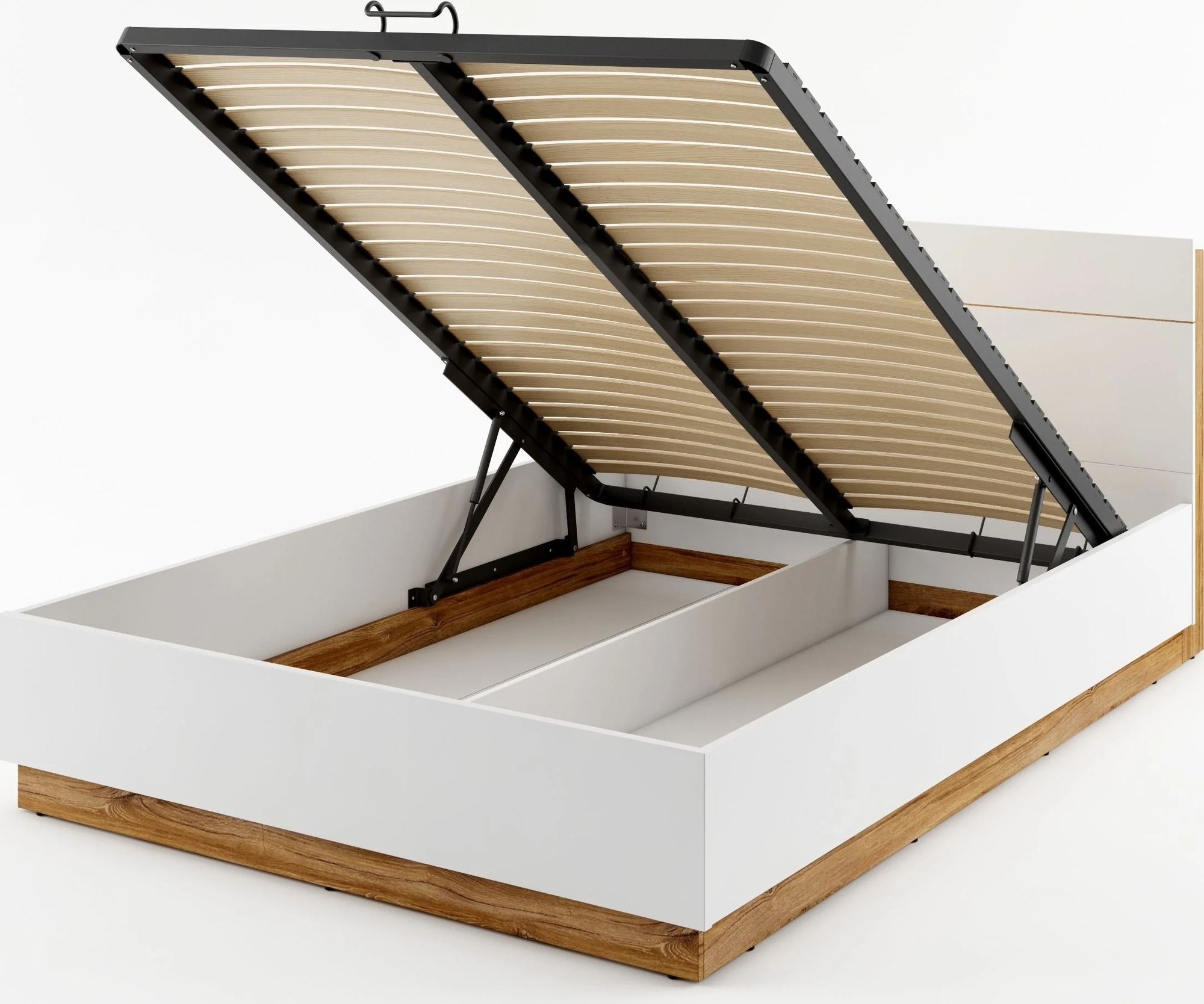 Dentro s�ng med f�rvaring 160 x 200 cm - Vit/ek + M�beltassar