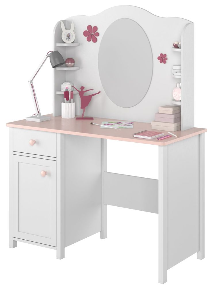 Stephany sminkbord - Vit/rosa