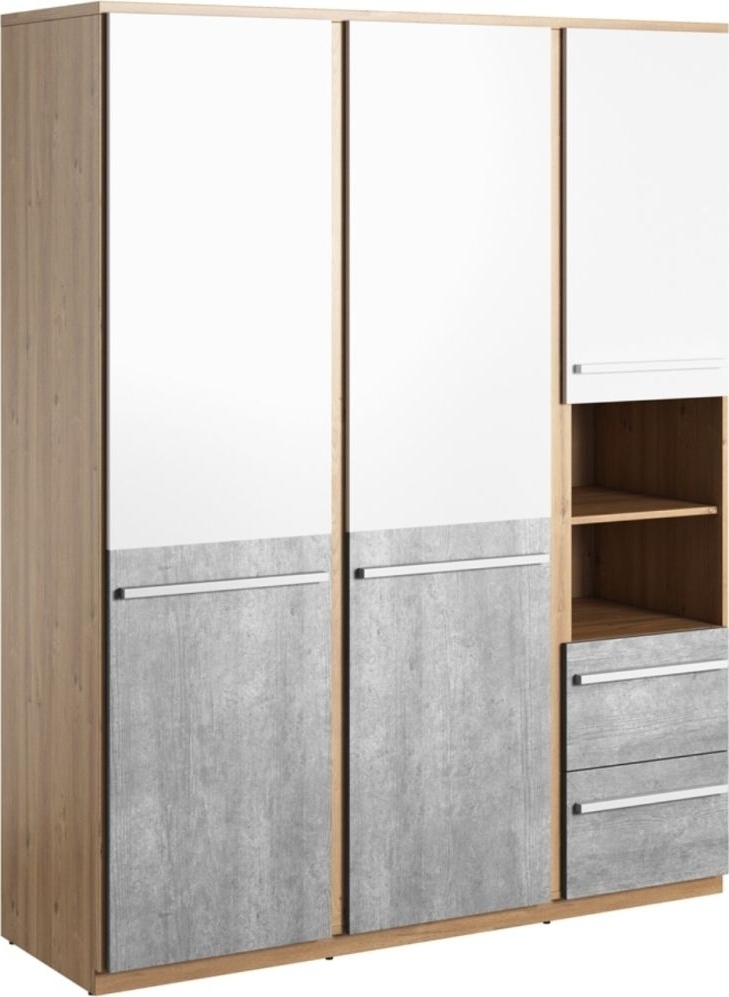 Plano kledingkast 150 cm - Nash eiken/wit/grijs