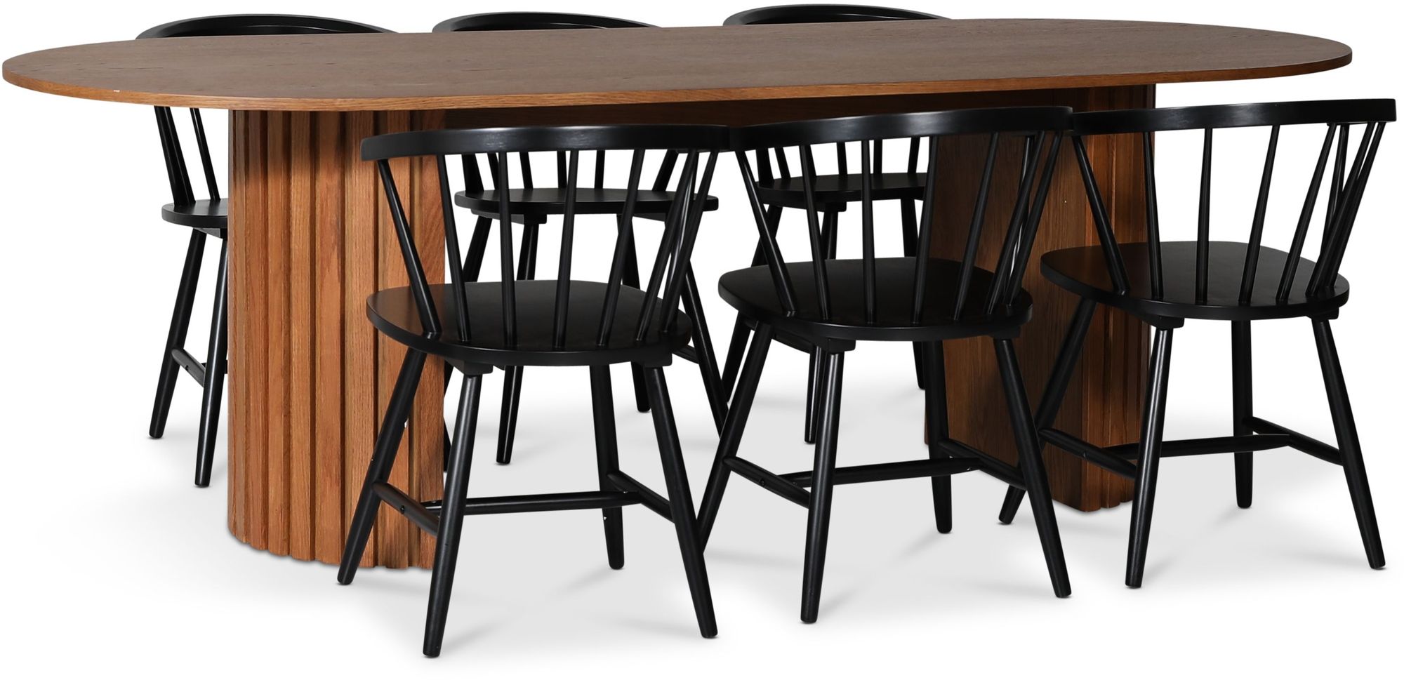 PiPi matgrupp 230 cm inkl. 6 st F�r� svarta karmstolar - Valn�t