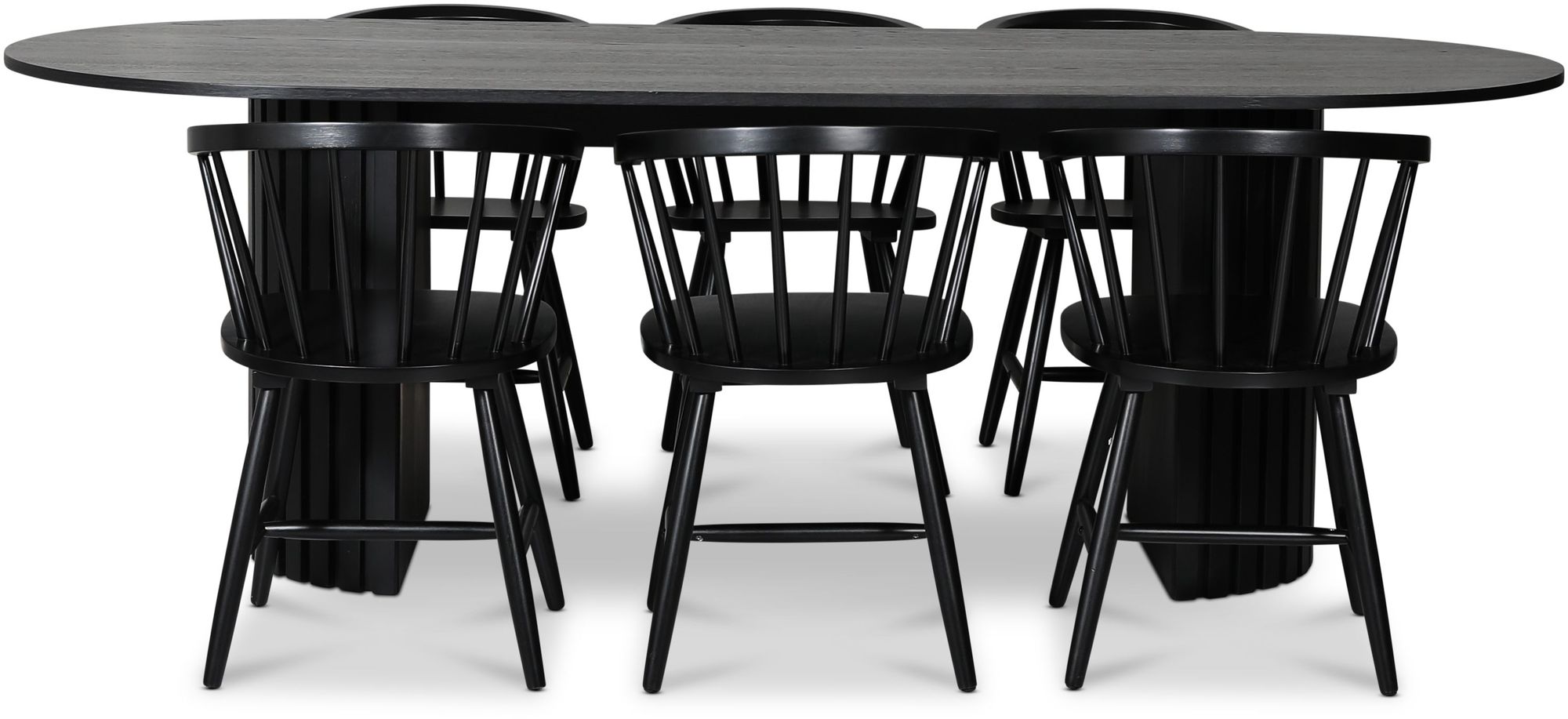 PiPi matgrupp 230 cm inkl. 6 st F�r� svarta karmstolar - Svartbetsat tr�