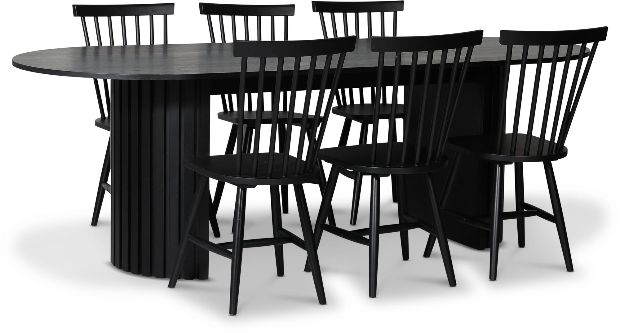 PiPi matgrupp 230 cm inkl. 6 st Karl svarta pinnstolar - Svartbetsat trä PiPi matgrupp 230 cm inkl. 6 st Karl svarta pinnstolar - Svartbetsat trä