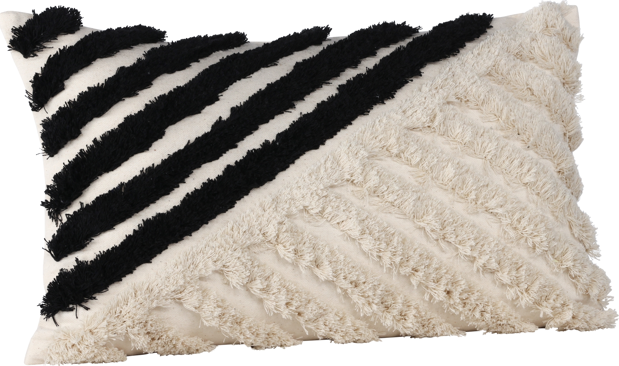 Zara kussenhoes 50 x 30 cm - Zwart/wit