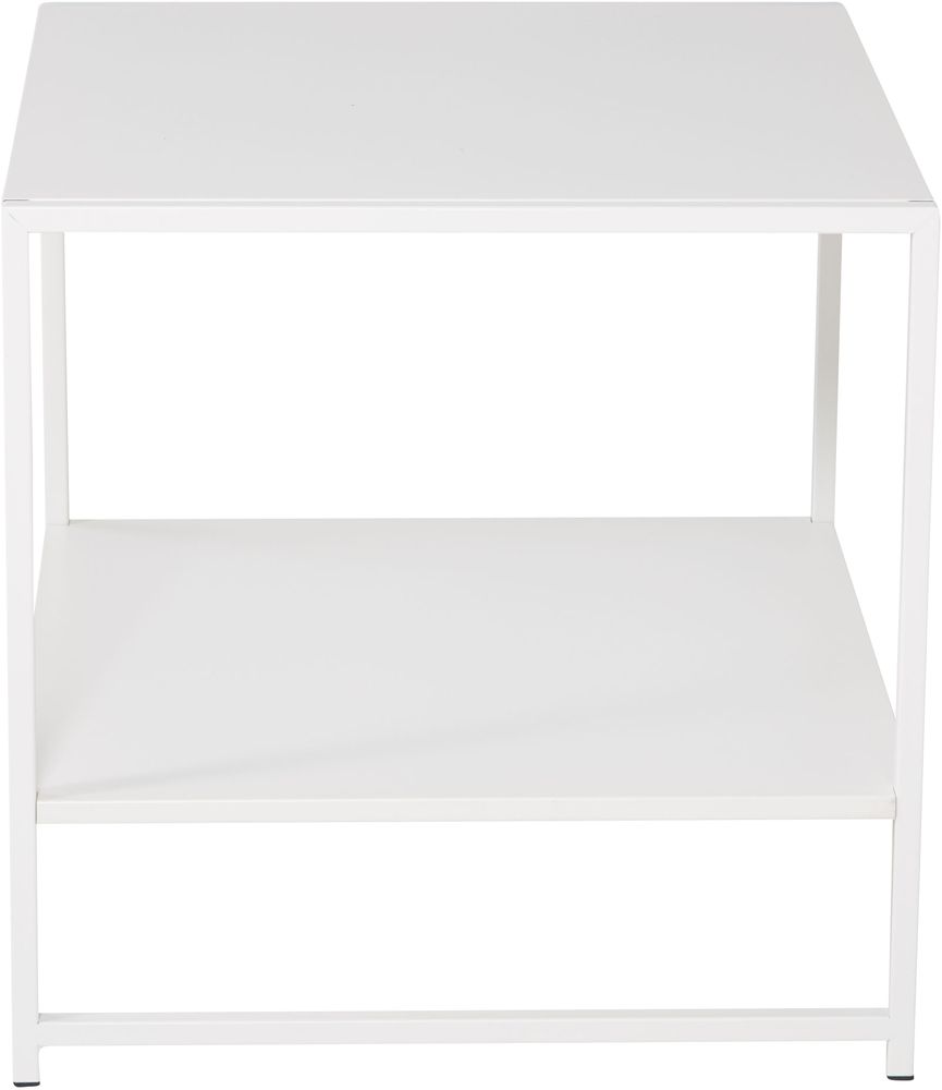 Trne sidobord med hylla 50,8 x 50,8 cm - Vit