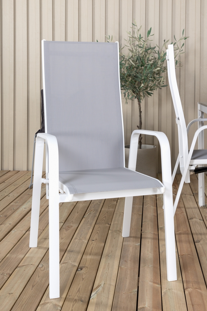 Copacabana karmstol - Grå/Vit + Textilskydd för utemöbler Copacabana karmstol - Grå/Vit + Textilskydd för utemöbler