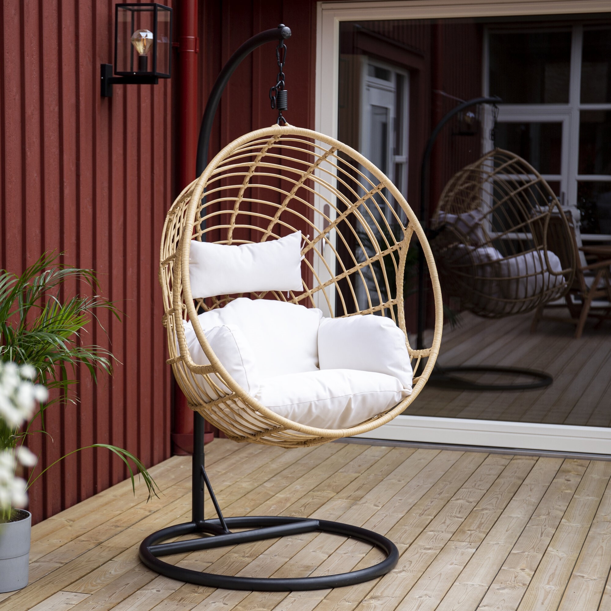 Viga hangstoel - Zwart/naturel/wit