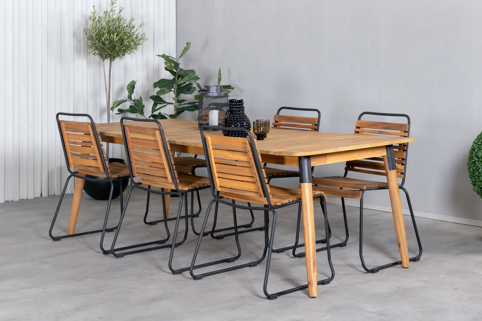Julian utematgrupp med 6 st Bois stolar - Svart/Natur