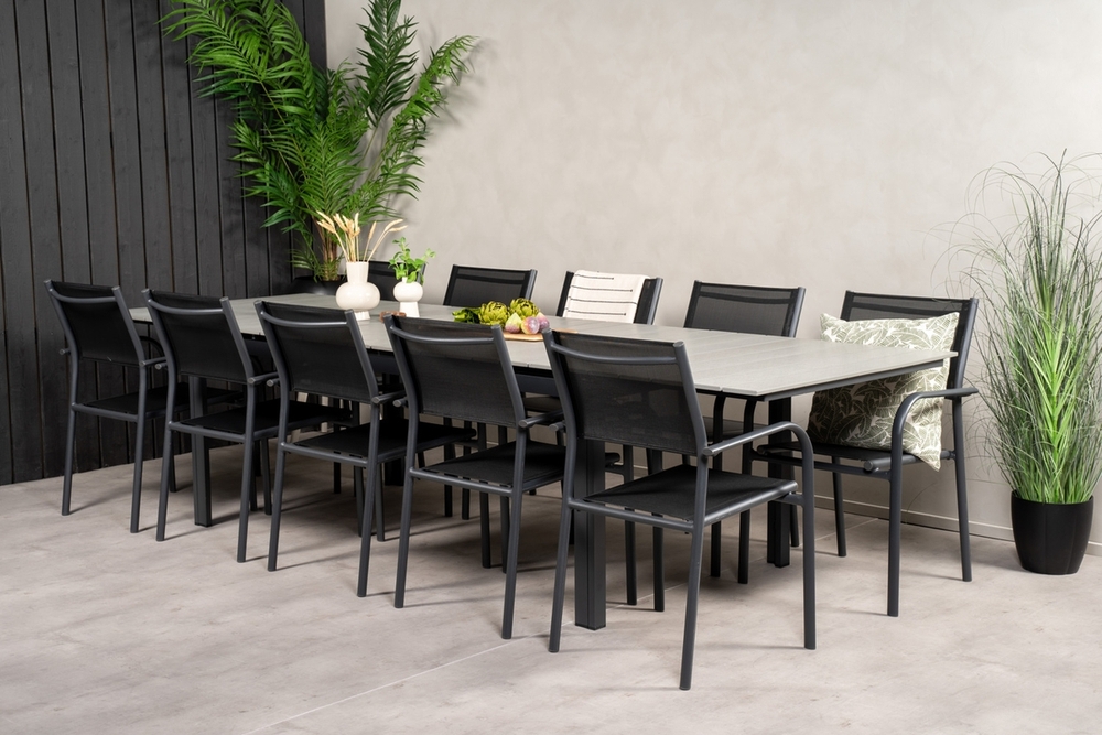 Levels utematgrupp med 10 st Santorini stolar - Svart/Grå Levels utematgrupp med 10 st Santorini stolar - Svart/Grå
