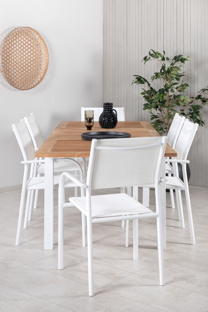 Panama utematgrupp med 6 st Santorini stolar - Natur/Vit