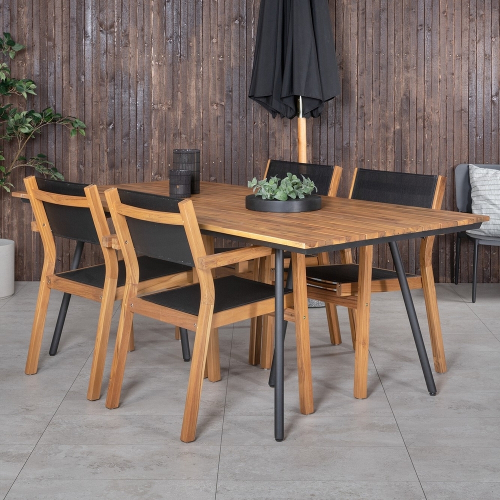 Chan utematgrupp med 4 st Venice stolar - Svart/Natur