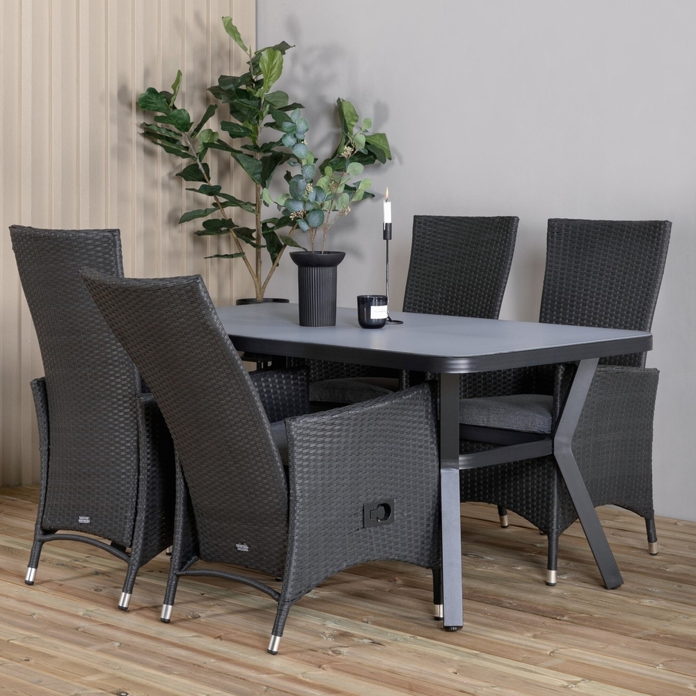 Virya utematgrupp med 4 st Padova stolar - Svart/Grå Virya utematgrupp med 4 st Padova stolar - Svart/Grå