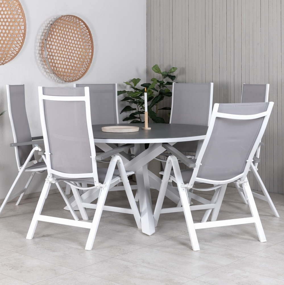 Copacabana utematgrupp med 6 st Albany stolar - Gr�/Vit