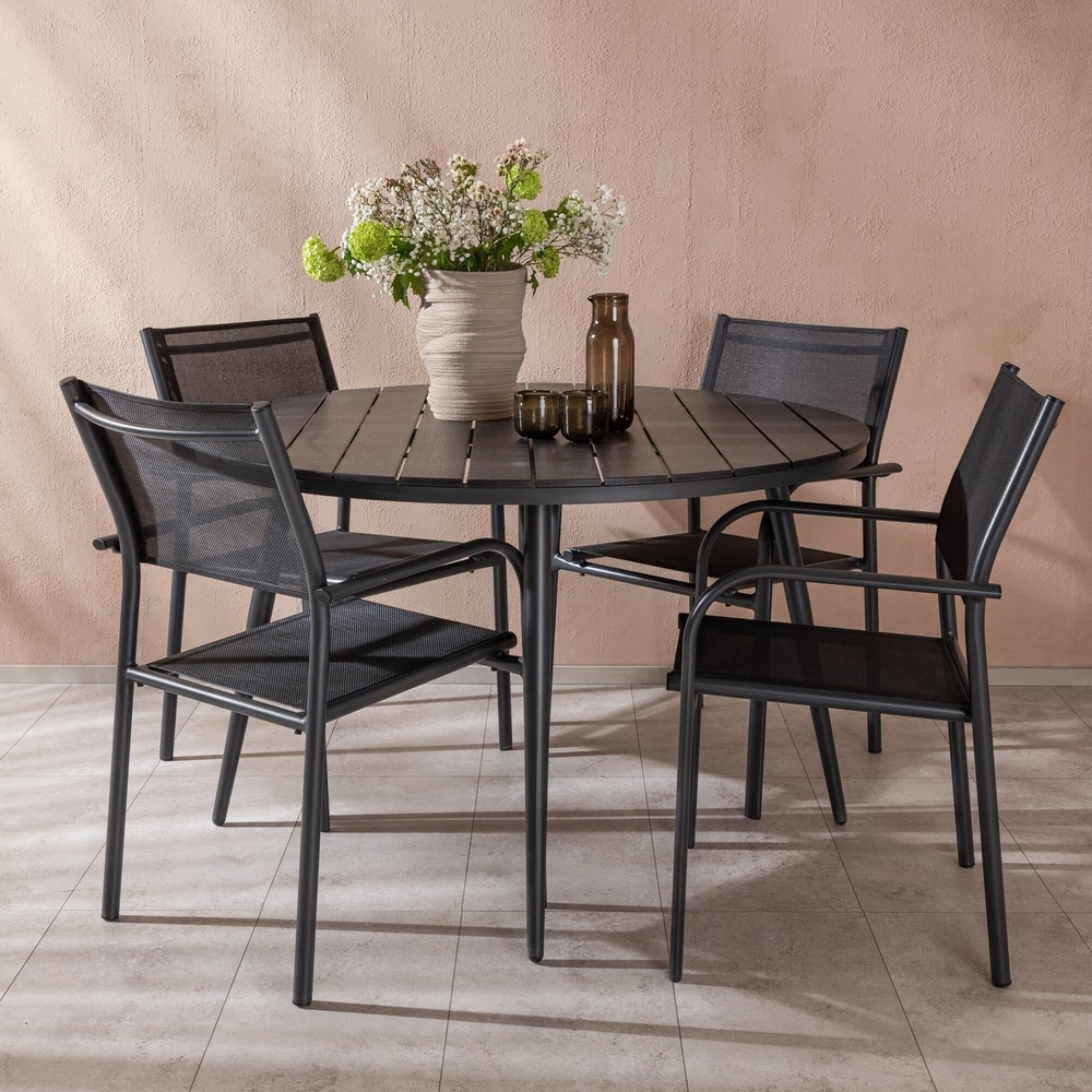 Break utematgrupp med 4 st Santorini stolar - Svart