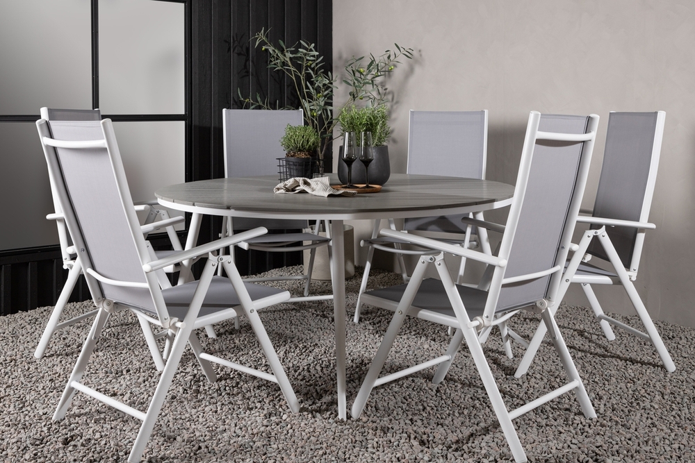 Break buiteneetgroep met 6 Break stoelen - Grijs/Wit