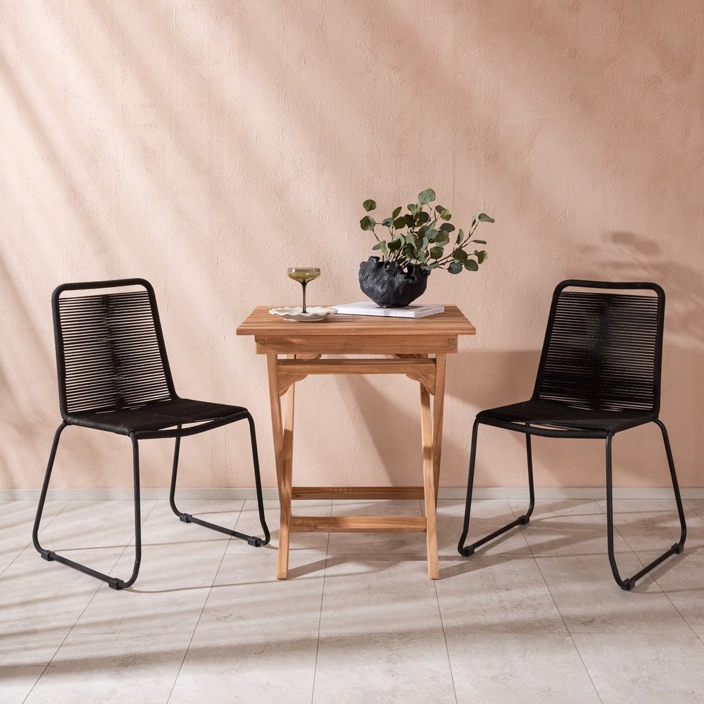 Ghana utematgrupp med 2 st Lindos stolar - Svart/Teak Ghana utematgrupp med 2 st Lindos stolar - Svart/Teak