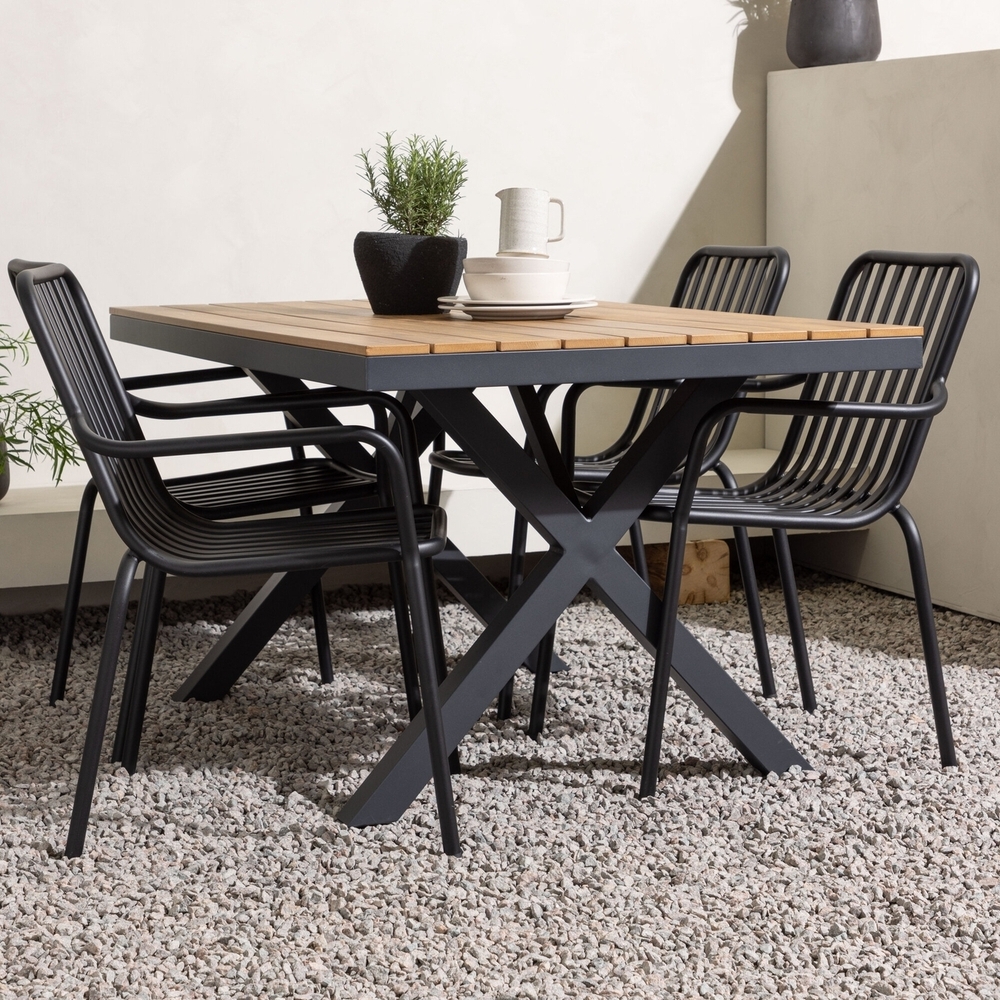 Garcia utematgrupp med 4 st Peking stolar - Svart/Natur