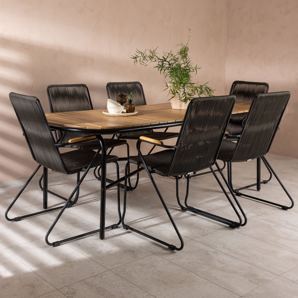 Holmbeck utematgrupp med 6 st Bois stolar - Svart/Natur