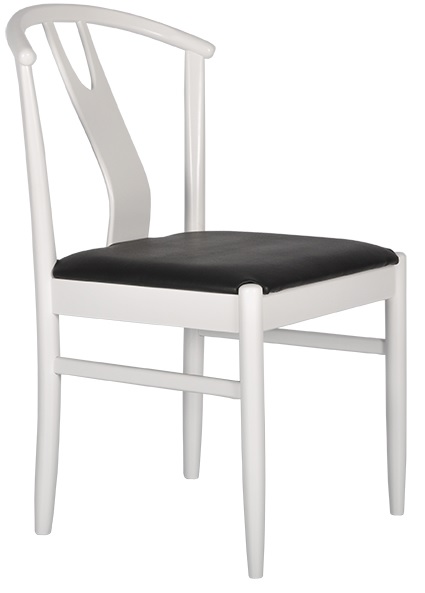 Hugo stol - Vit med svart l�dersits