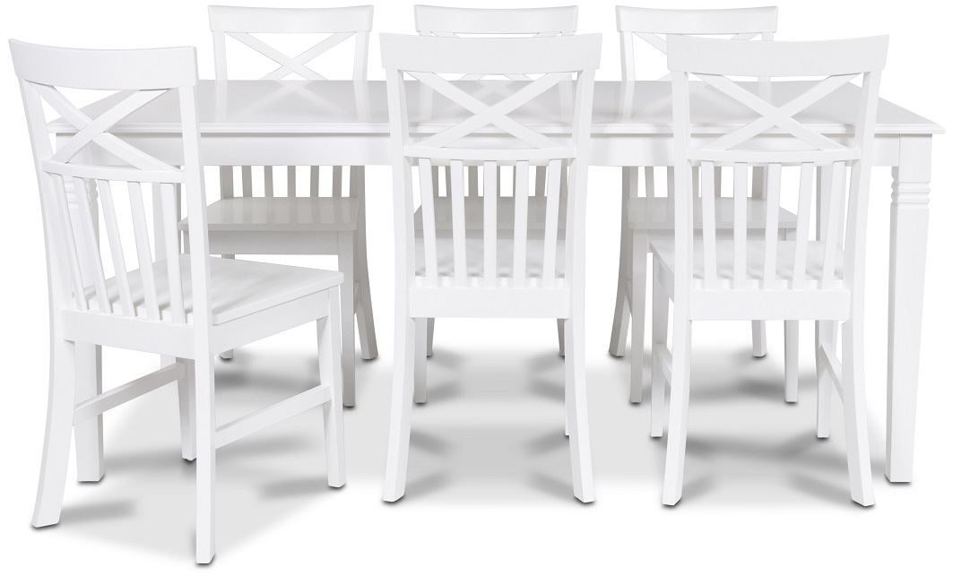 Mellby eetgroep 180 cm tafel met 6 Mellby eetkamerstoelen Mellby eetgroep 180 cm tafel met 6 Mellby eetkamerstoelen