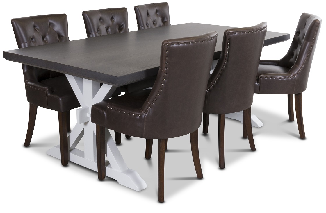 Ventos matgrupp inklusive 6 st Tuva stolar i brunt PU