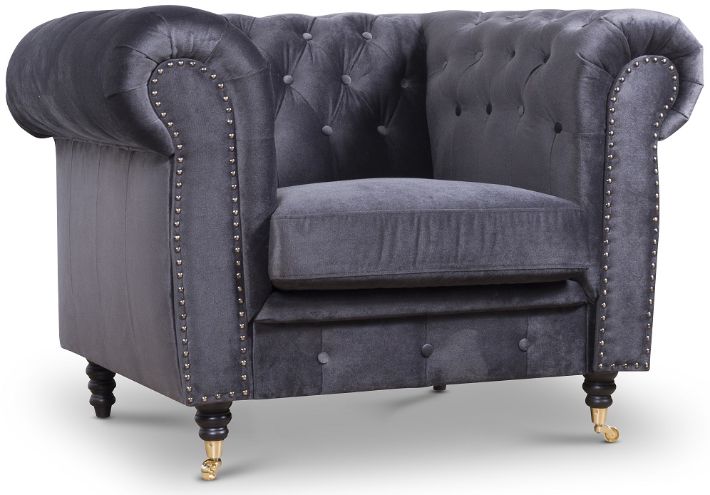 Sheffield Chesterfield Fauteuil - Grijs (Fluwelen)