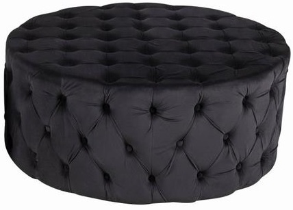 Chesterfield New York sittpuff 100 cm - Svart Sammet