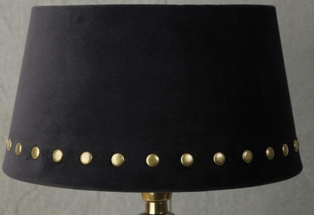 Velvet lampsk�rm med nitar 25 cm - Svart / m�ssing