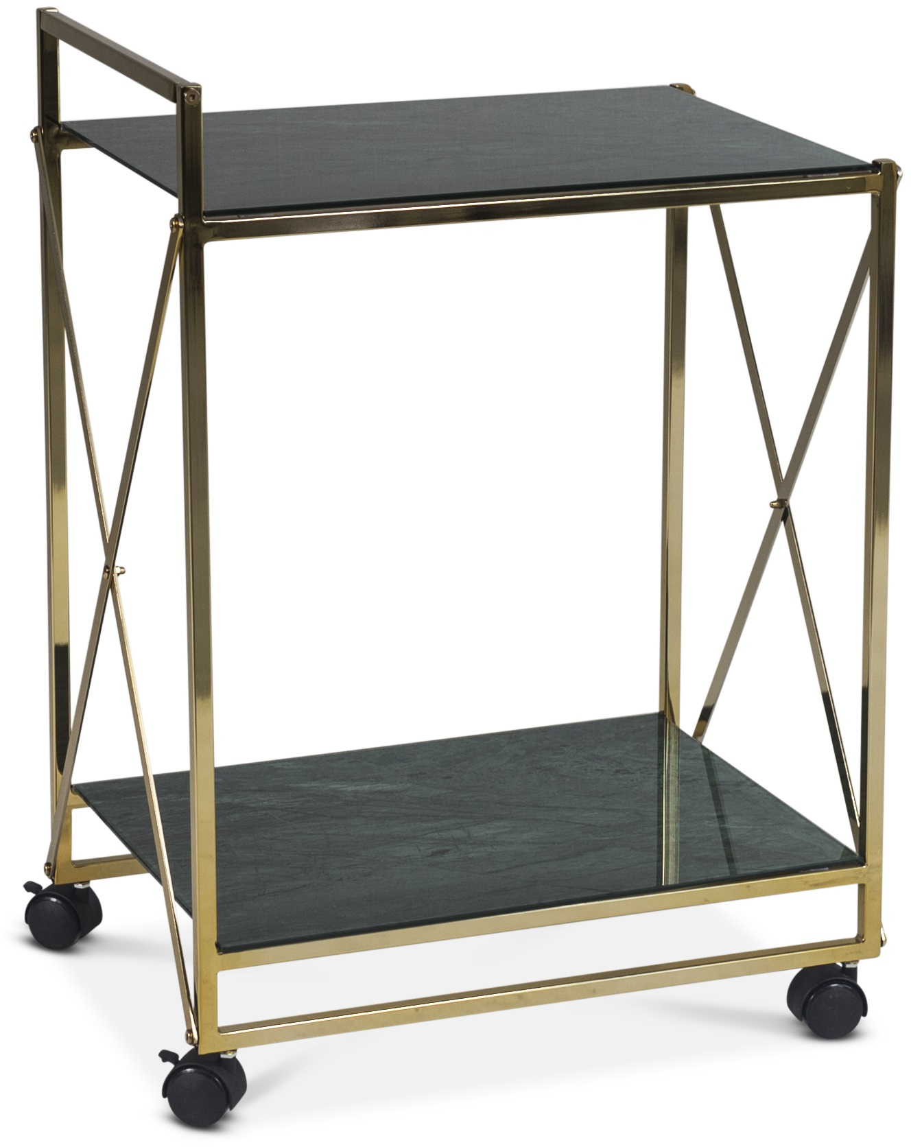 Paladium serveringsvagn i mässing / Grönt marmorglas Paladium serveringsvagn i mässing / Grönt marmorglas