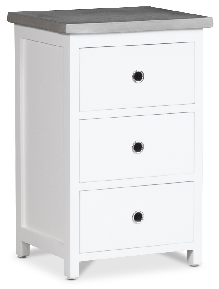 S�ngbord med 3 l�da - Vit/cement