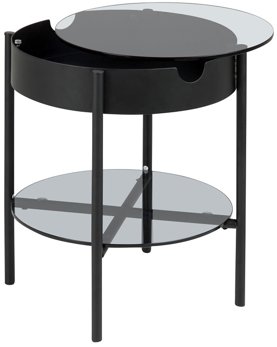 Tipton sidobord �45 cm - Glas/Svart