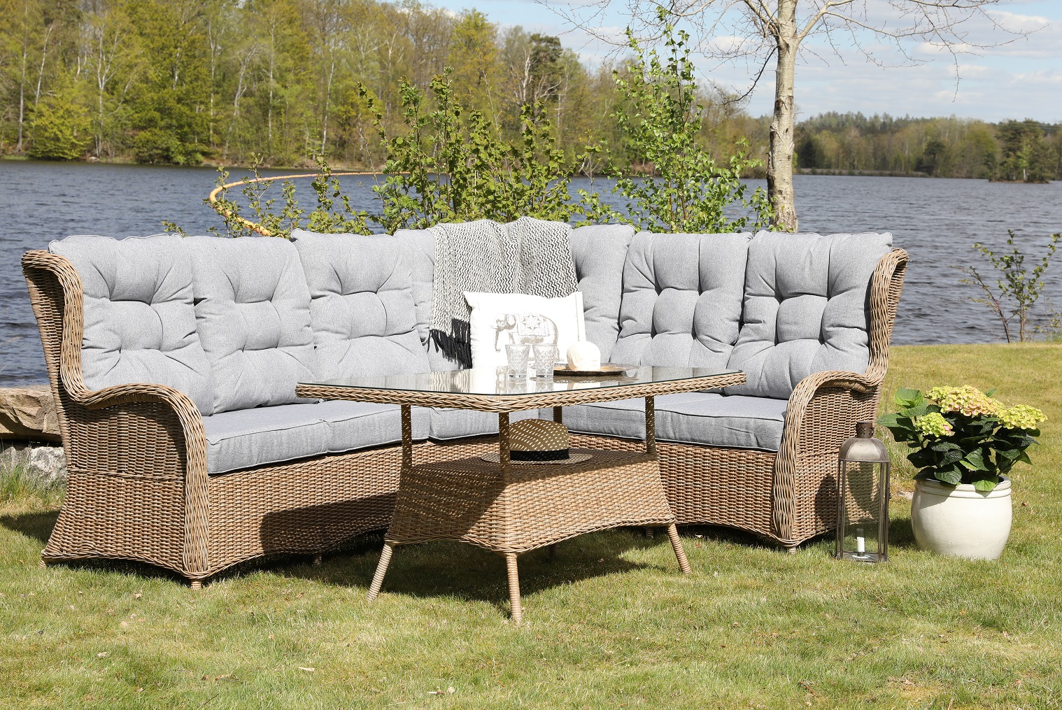 Orleans cornerset, konstrotting natur, gr�a dynor, h�ger h�rn