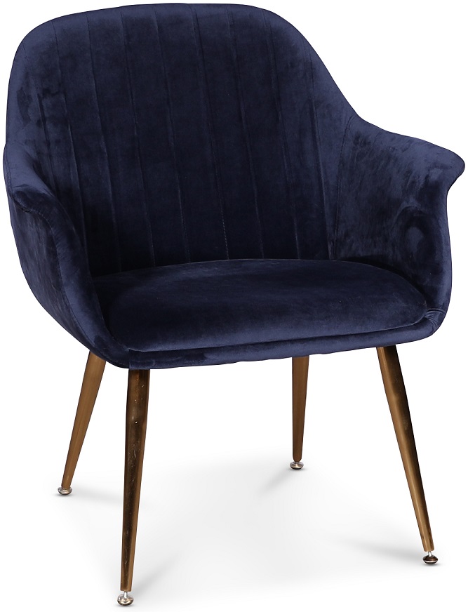 Flappy karmstol - M�rkbl� sammet / m�ssingsben