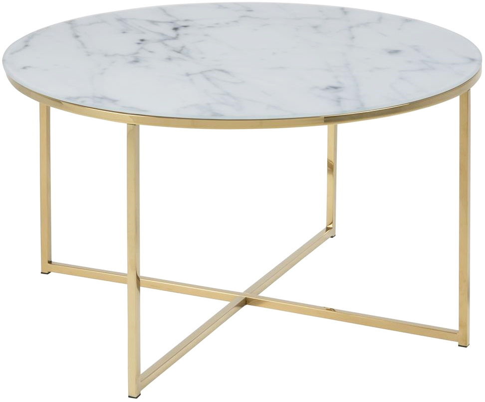 Alisma salontafel �80 cm - Wit marmer/goud