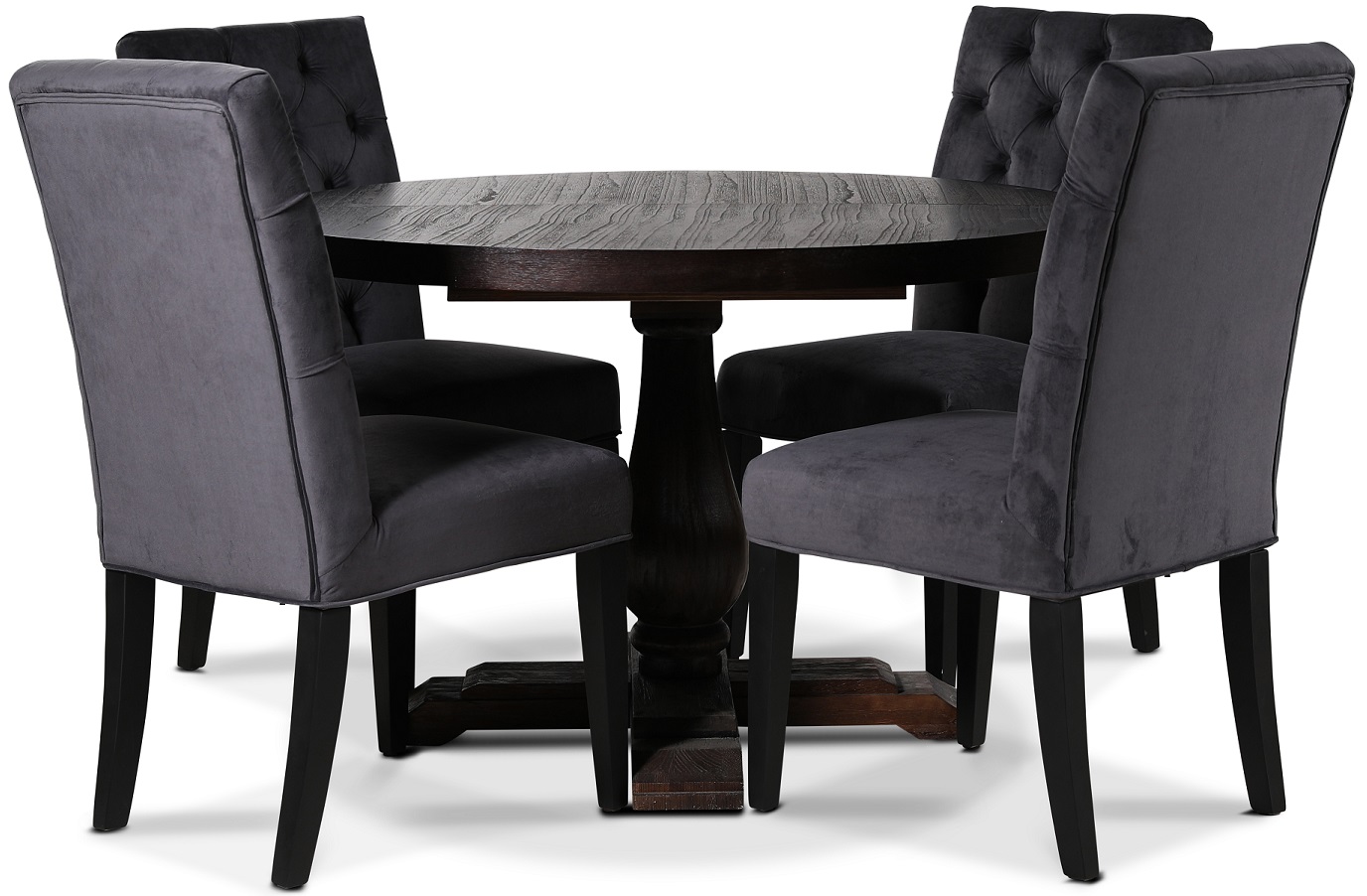 Lamier matgrupp Bord med 4 st Ventos stolar i mörkgrått sammet Lamier matgrupp Bord med 4 st Ventos stolar i mörkgrått sammet