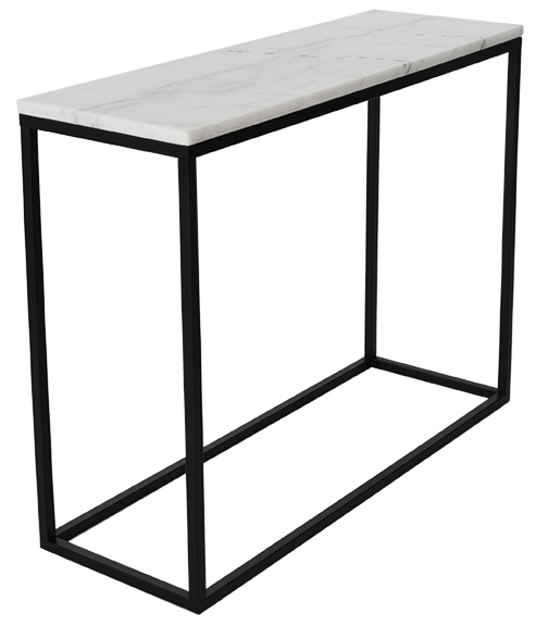 Accent consoletafel 100 x 35 cm - Wit marmer / Zwart