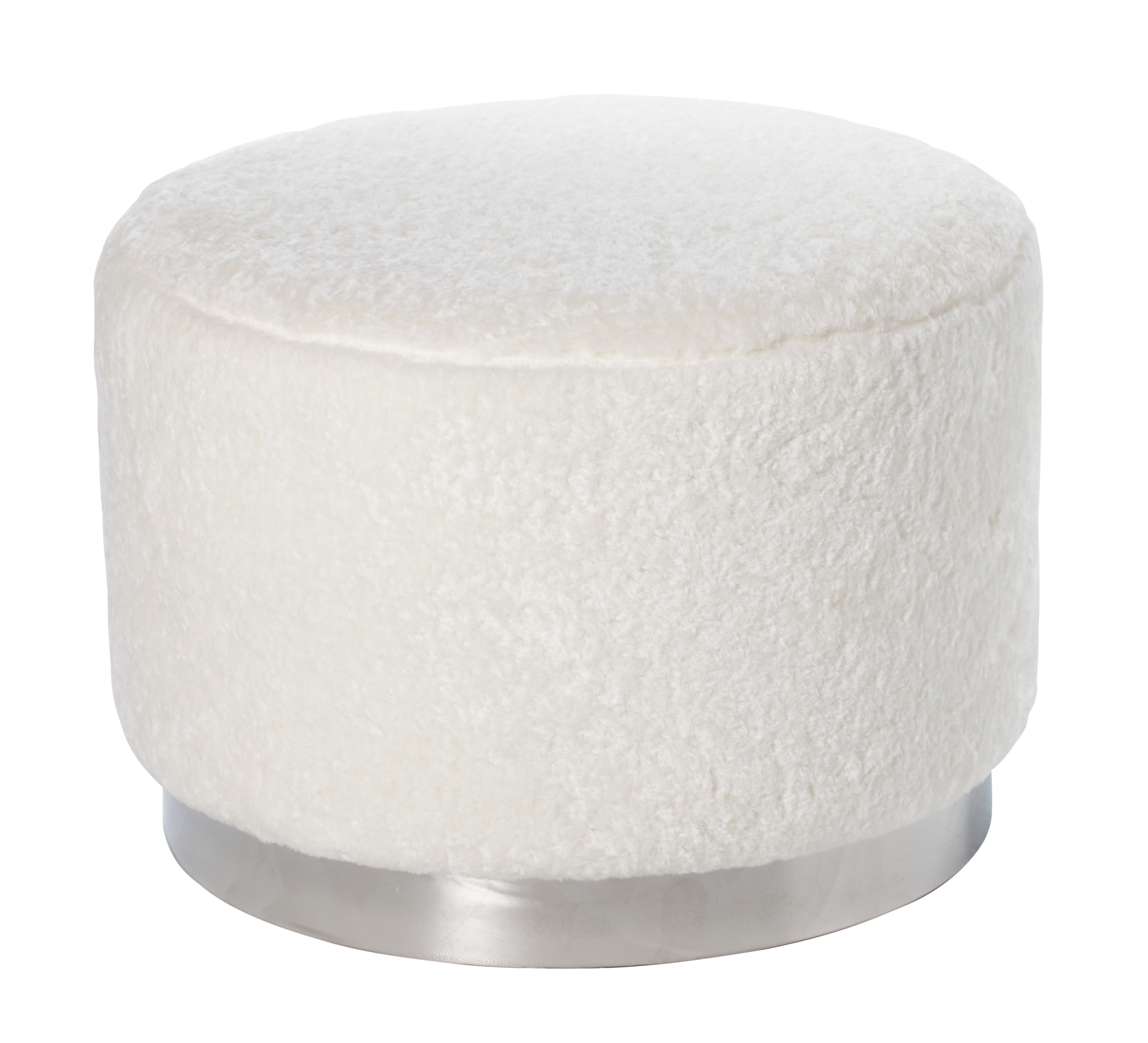 Furry 50 cm sittpuff i teddy - Vit / Krom