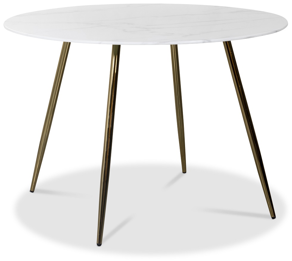 Art ronde eettafel 110 cm - Gemarmerd glas / Messing
