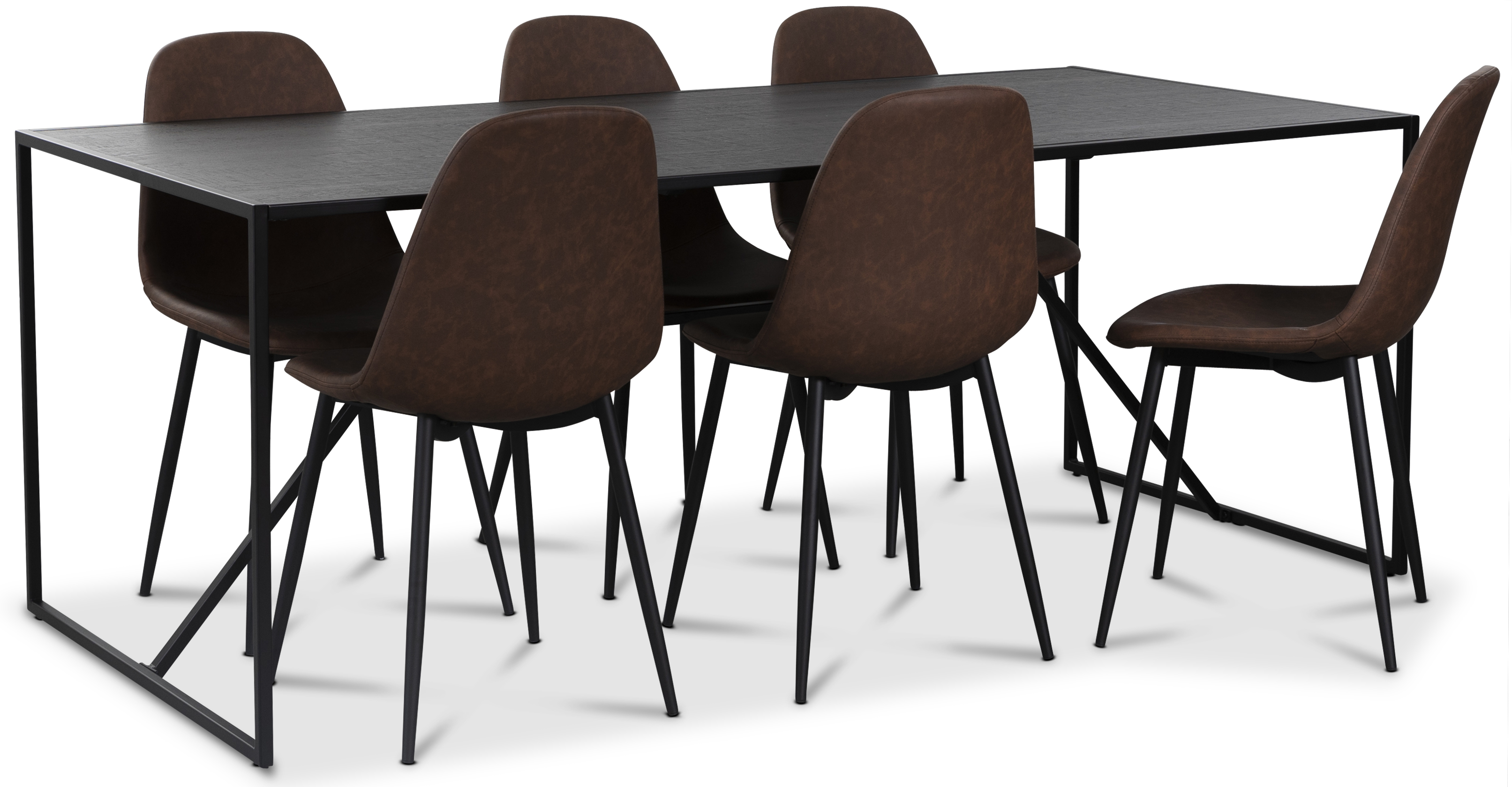 Atlantic matgrupp: Lazio bord + 6 st Atlantic Empire stolar brown PU