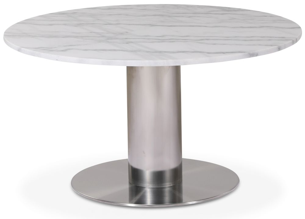 Next 85 ronde salontafel - Geborsteld staal / marmer (Wit)