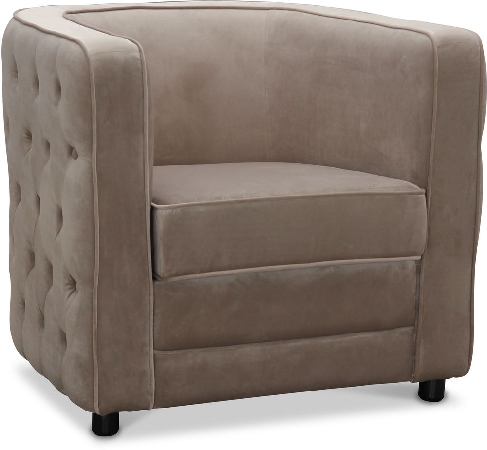 Fastland chesterfield f�t�lj - Ljusgr� (Sammet)