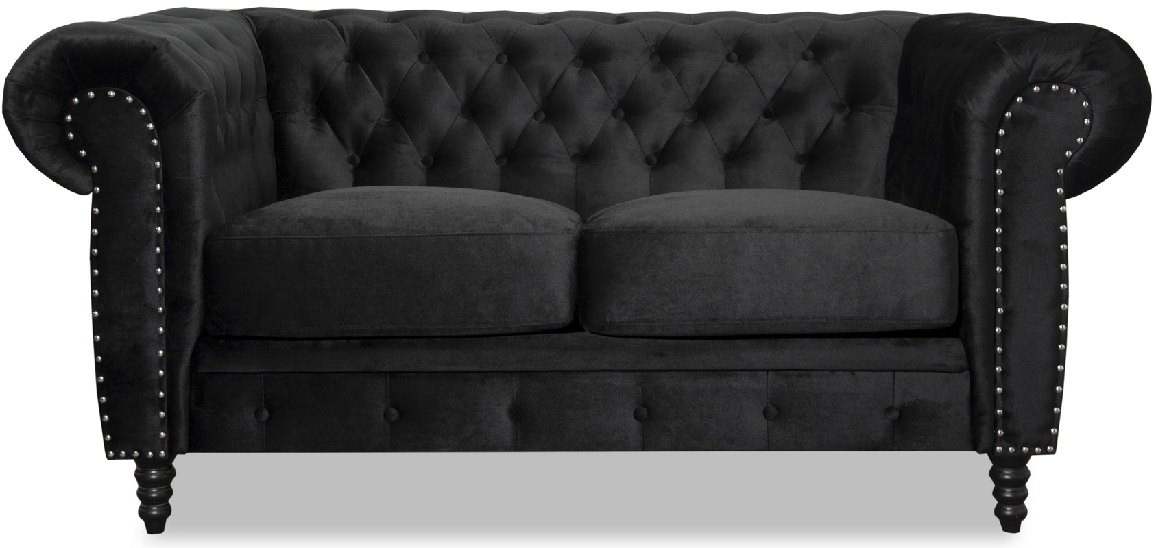 Ashford 2-sits chesterfield - Svart sammet