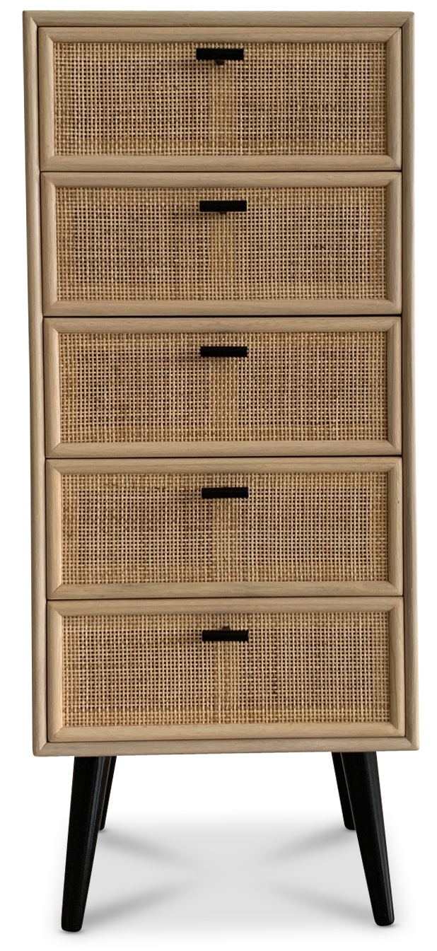 Ladekast zwart met rotan - React + Meubelpoten