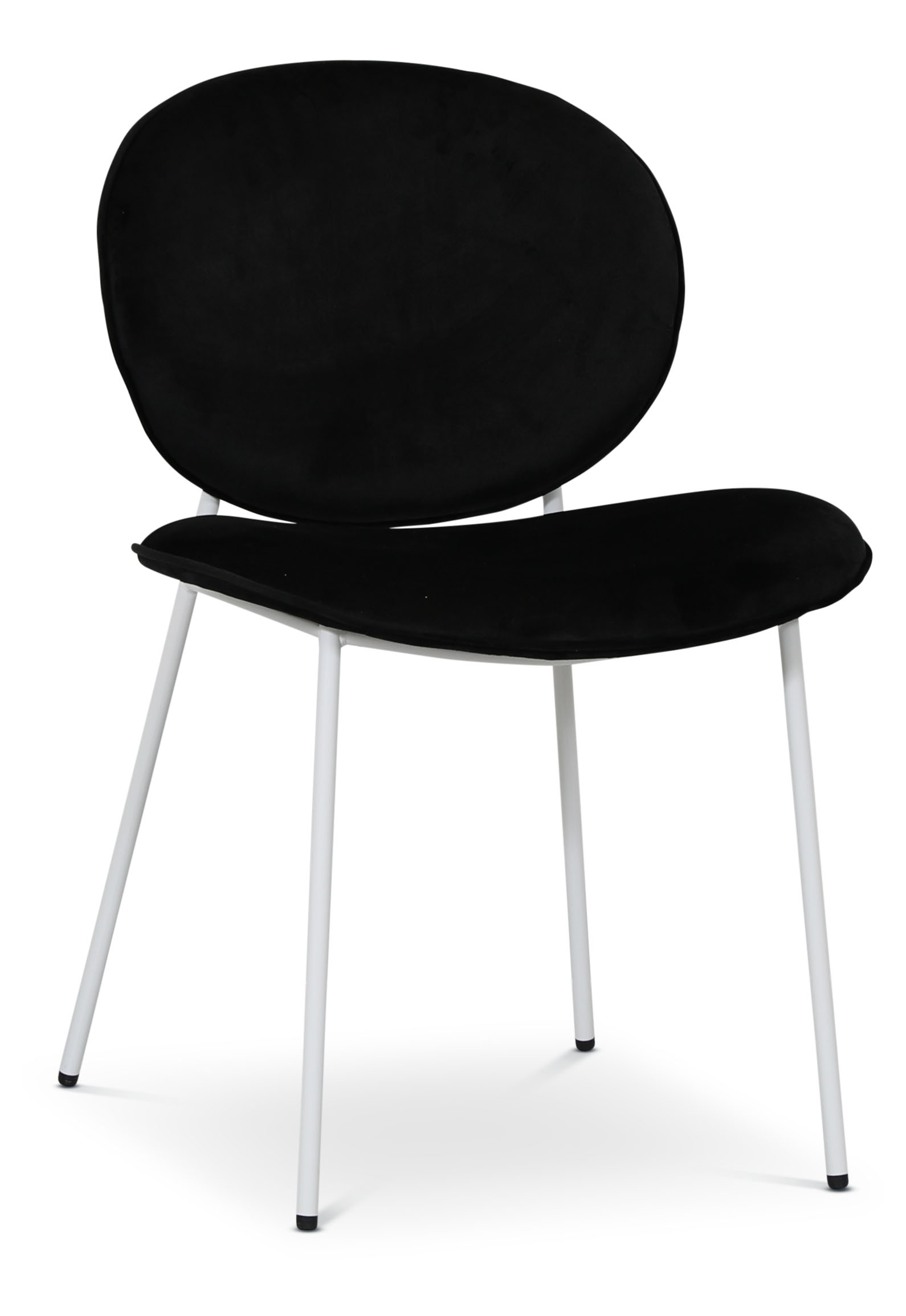 Palle stol i svart sammet med vita ben