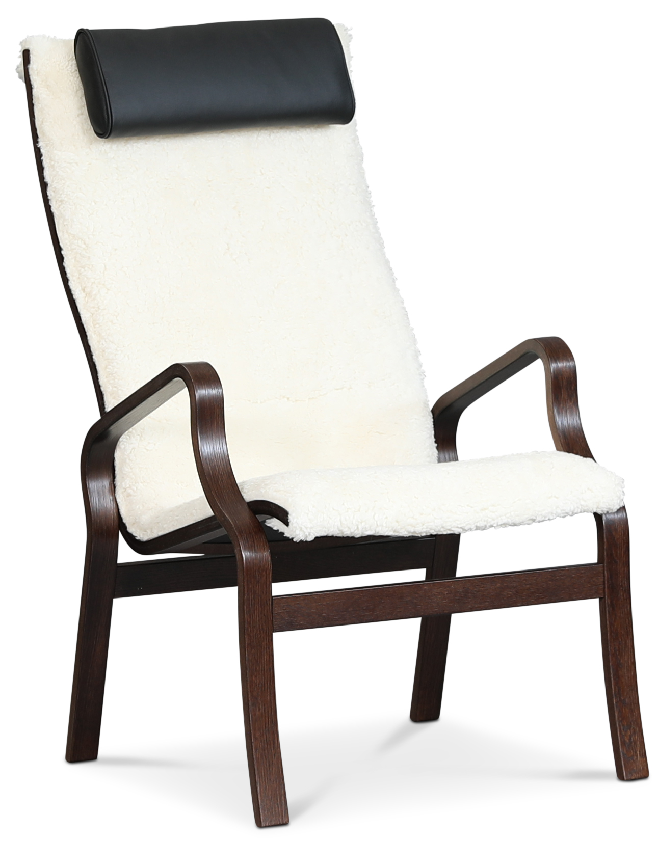 Lammet fåtölj i fårskinn scandinavian moonlight - Mörk valnöt Lammet fåtölj i fårskinn scandinavian moonlight - Mörk valnöt