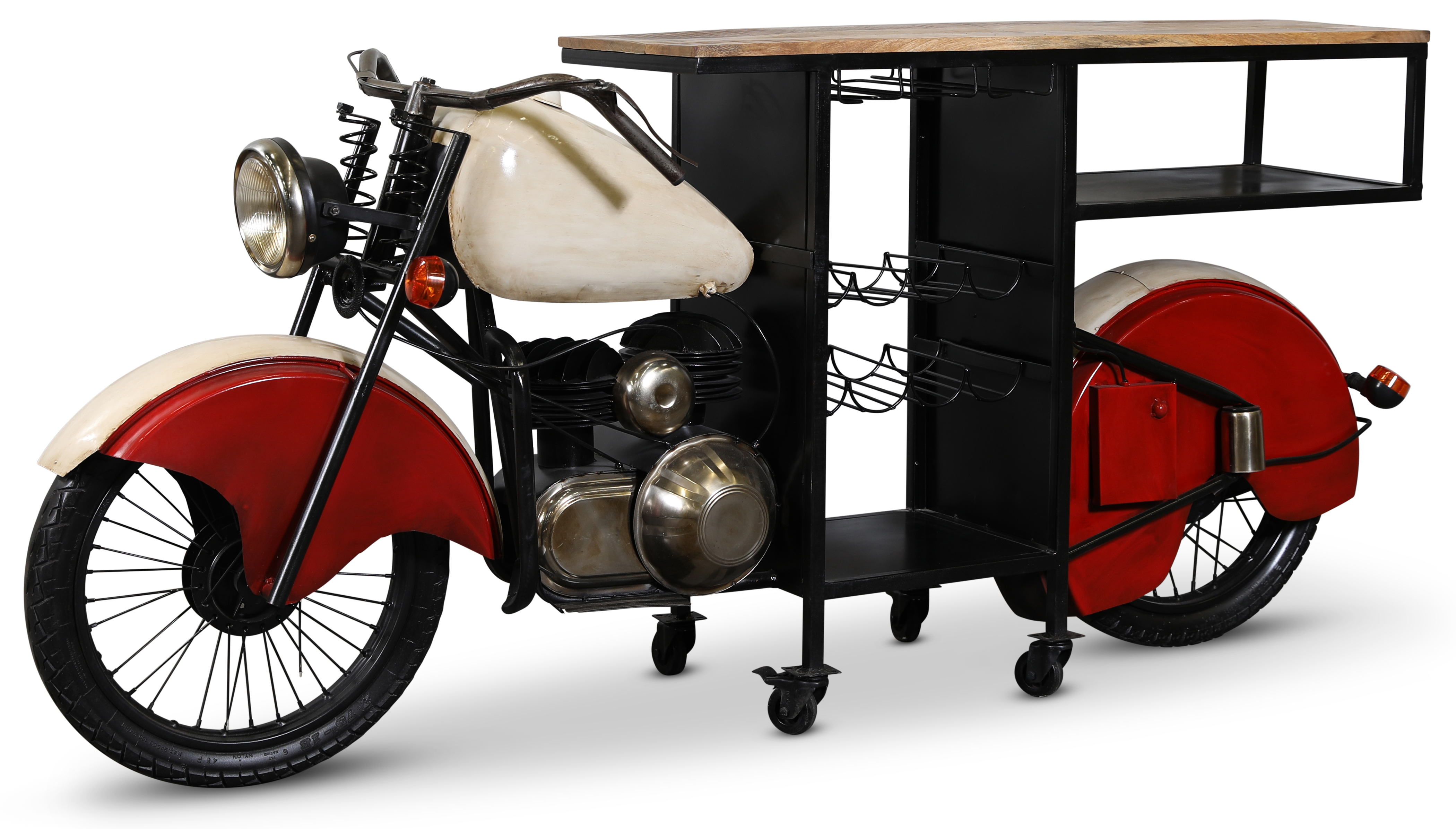 Glider motorcykel barbord/bardisk 226 x 45,7 cm - Metall/mango