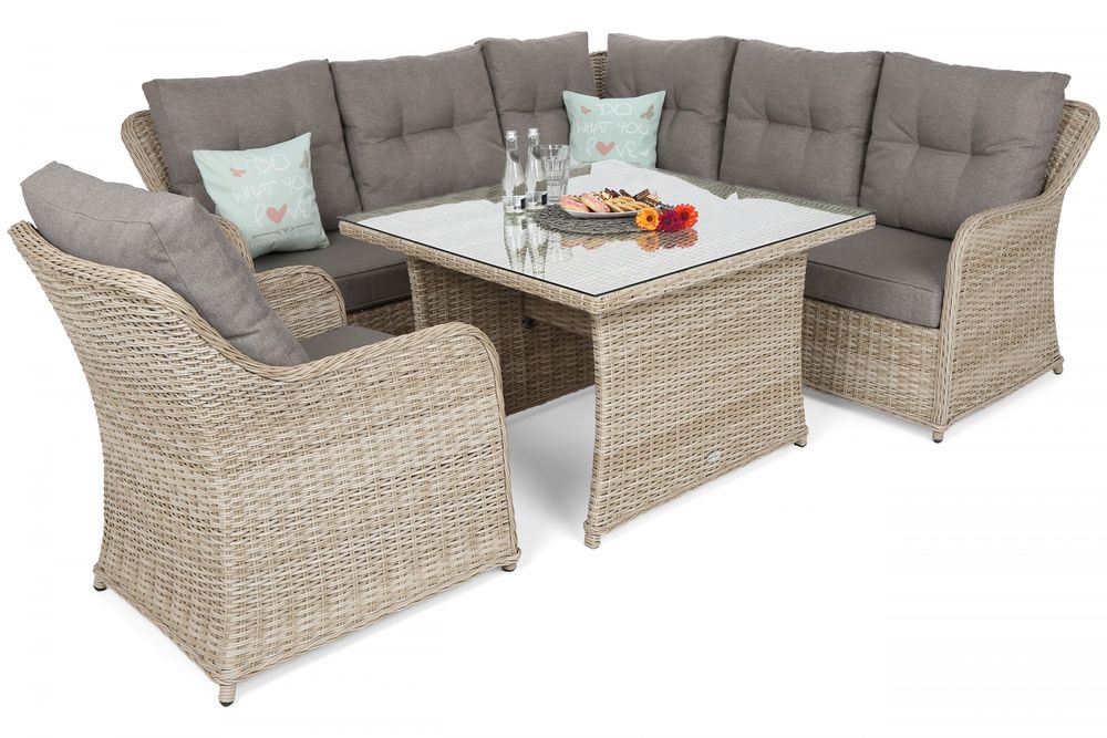 Hörnsoffa Bergamo med fåtölj & bord - Beige/beige melerad Hörnsoffa Bergamo med fåtölj & bord - Beige/beige melerad