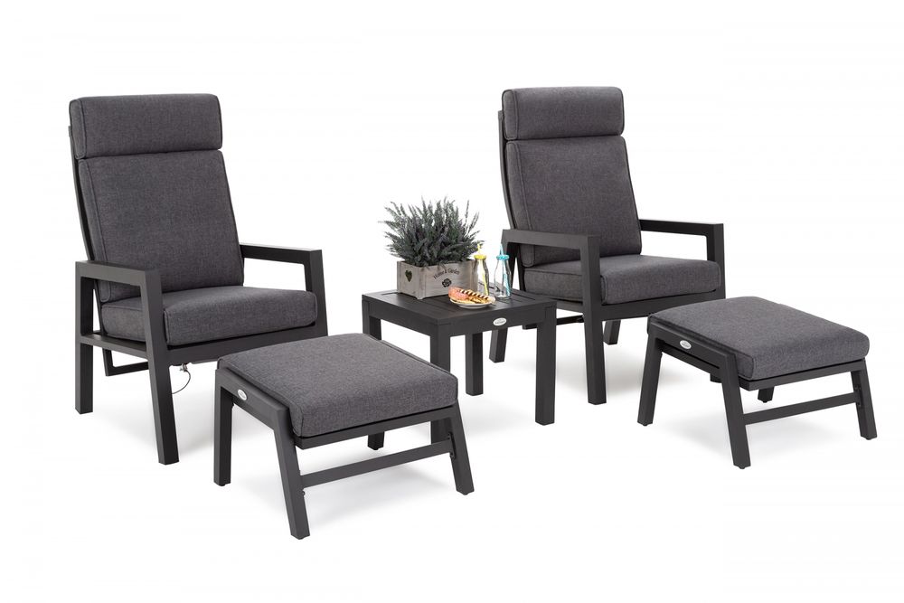 Morton Fåtöljset med bord & fotpallar (recliner) - Mörkgrå/grå Morton Fåtöljset med bord & fotpallar (recliner) - Mörkgrå/grå