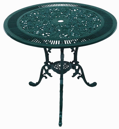 Alfon Caf�bord i gjuten aluminium - M�rkgr�n