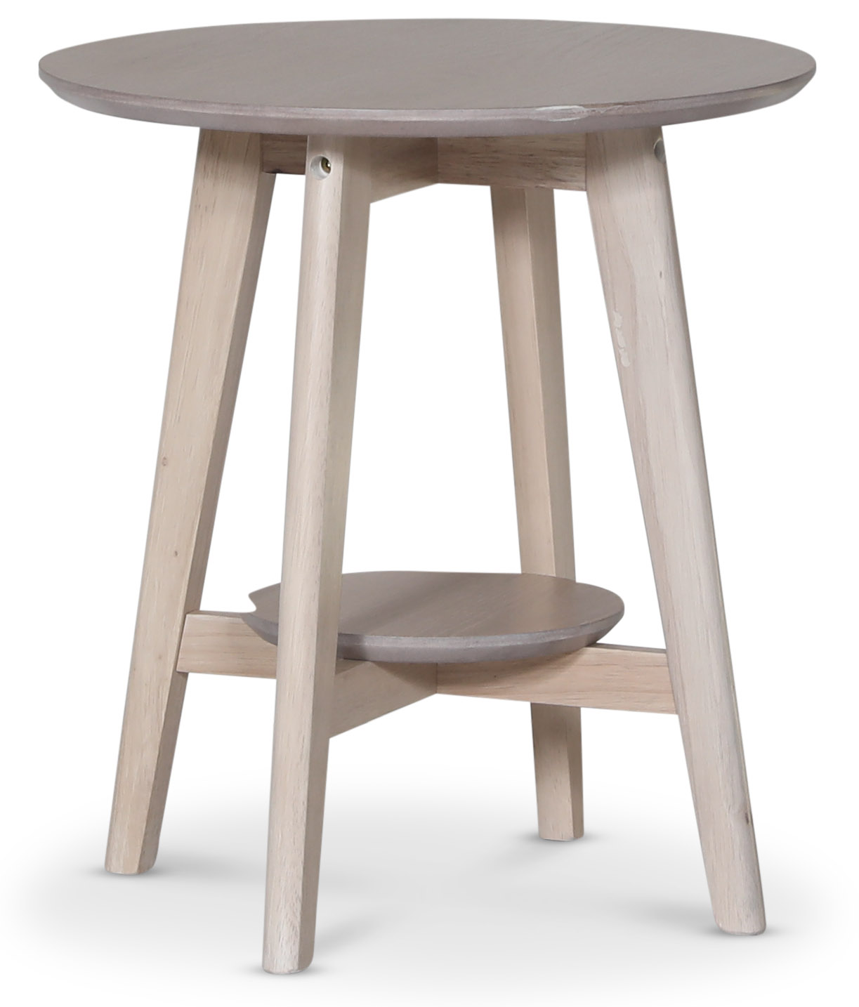 Bridge ronde bijzettafel met plank �50 cm - Whitewash